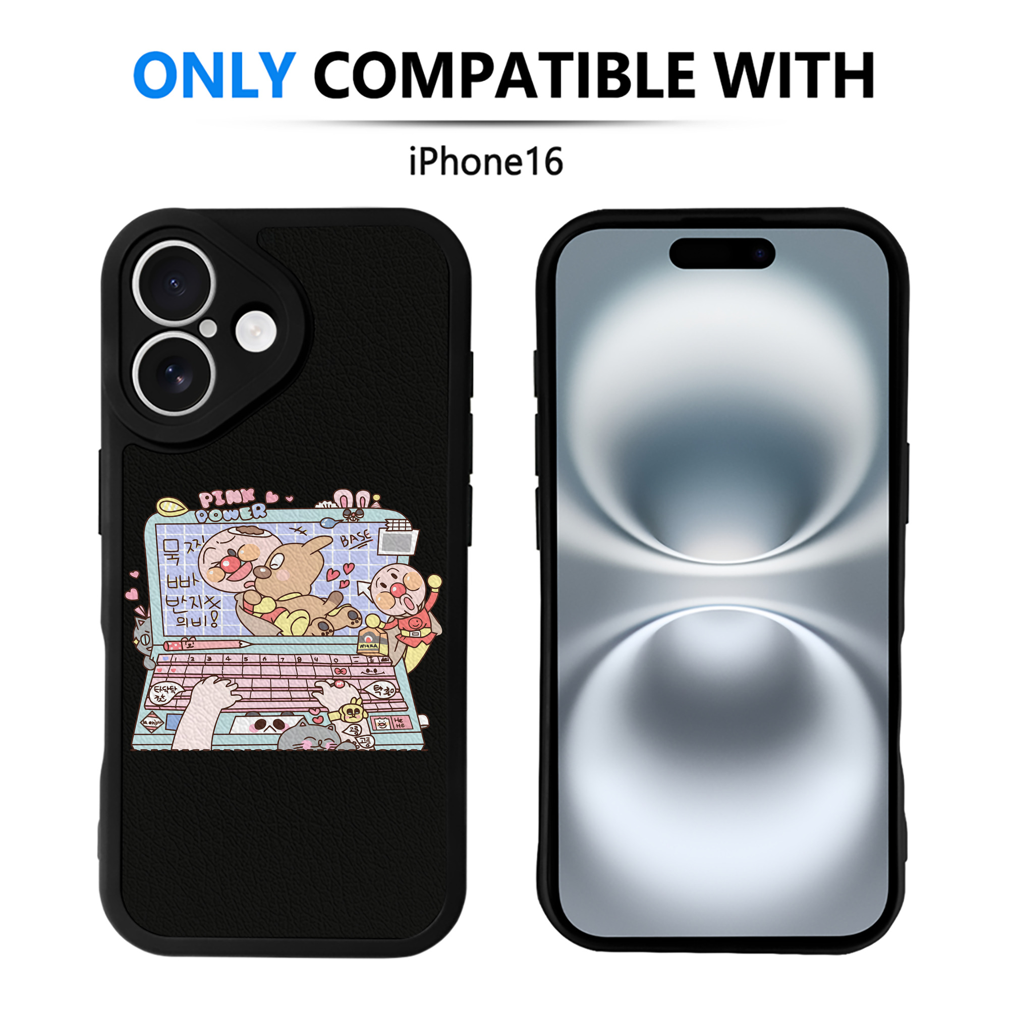 （画像用） アンパンマン Anpanman 【iPhone 16シリーズ対応】シリコンスマホケース（レザー調） 材質：シリコン